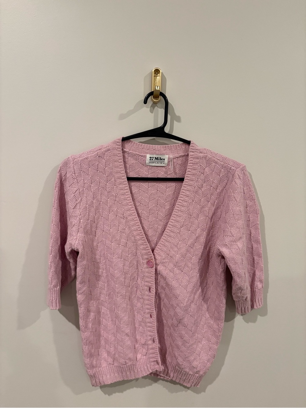 27 Miles Malibu Dusty Pink Cable Knit V-Neck Cardigan